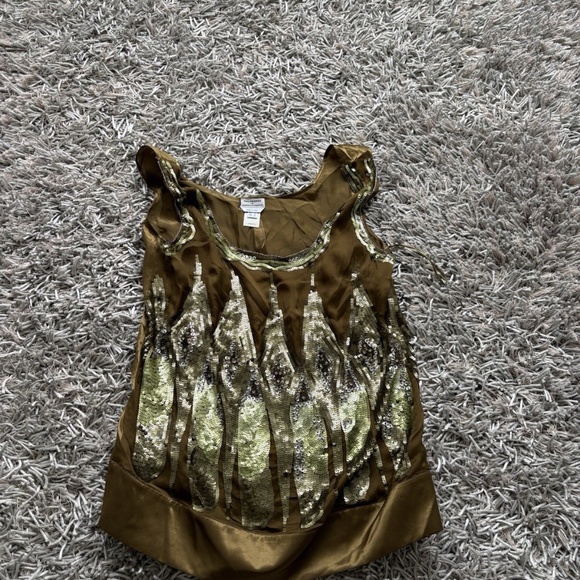 Philosophy di Alberta Ferretti Tank Top 100% Silk Sequin Blouse Sz 8 US ❤️ - Picture 5 of 7